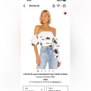 x REVOLVE Leya Embroidered Top in White & Black